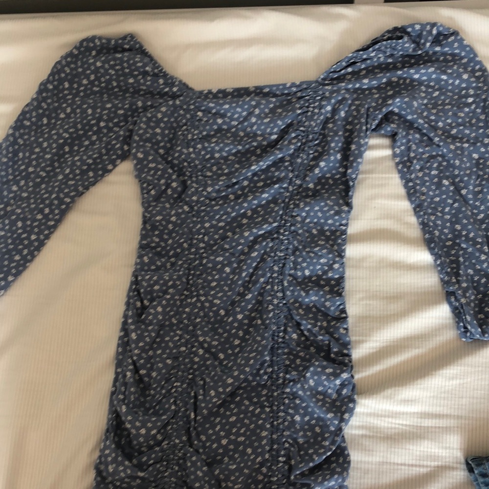 Flowery white and blue dress